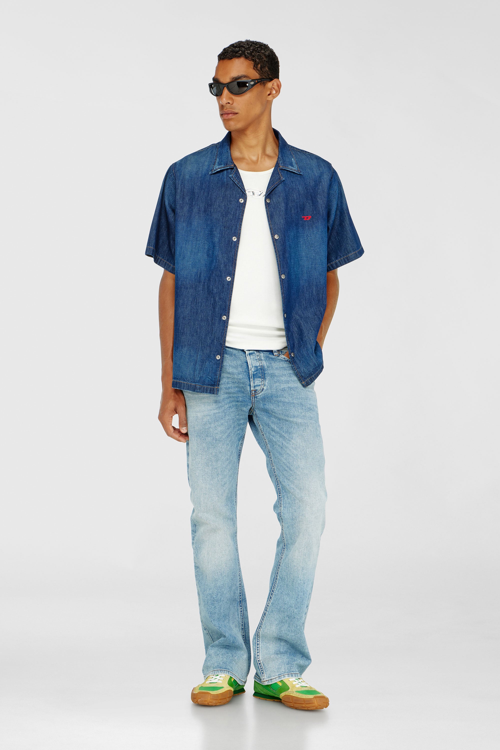 Diesel - D-NABIL-D, Man's Denim short-sleeve shirt in Medium blue - 2