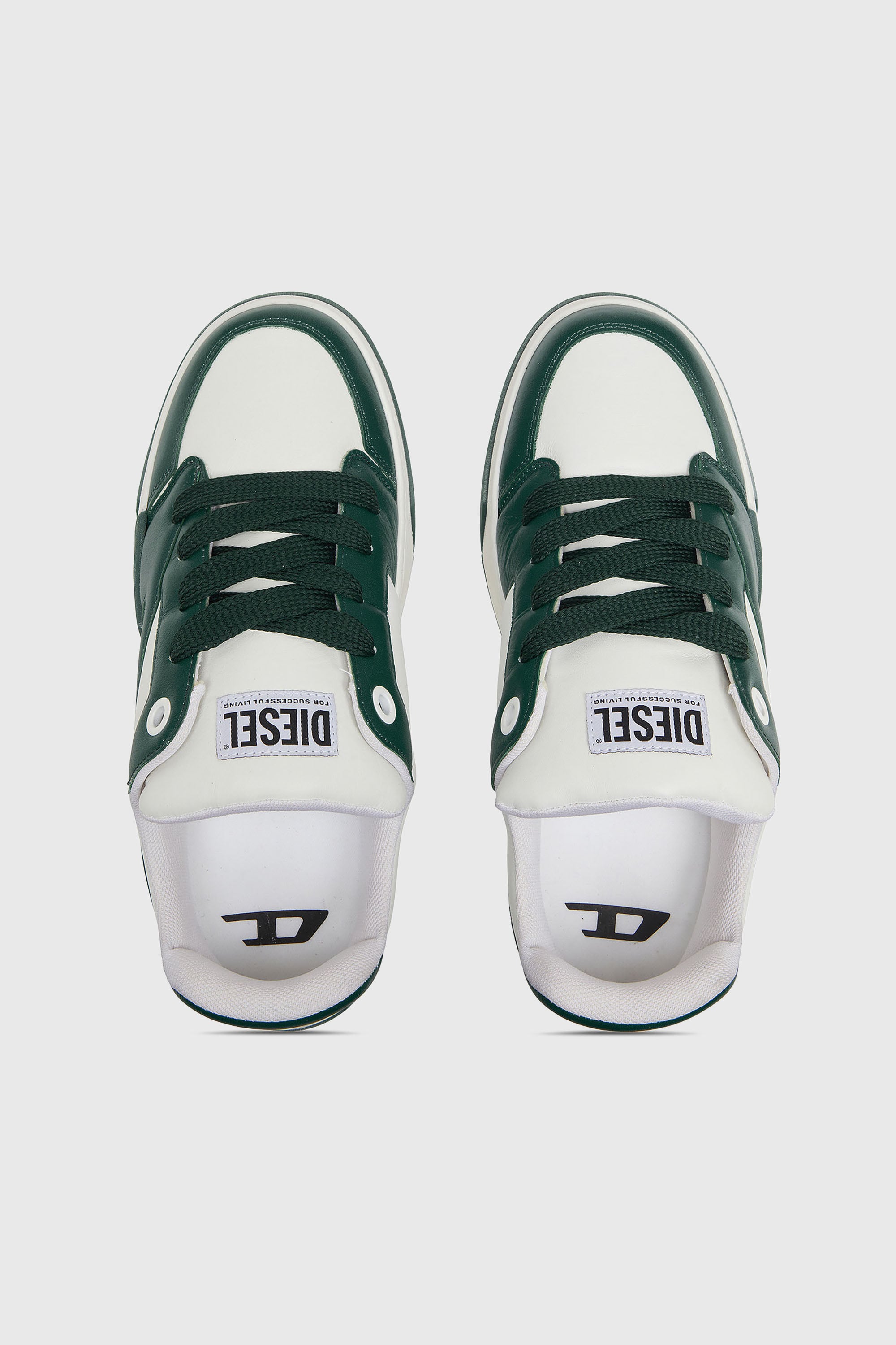 Diesel - S-D-OLLIE LOW, Man's D-Ollie-Sneakers in colour-block leather in White/Green - 4