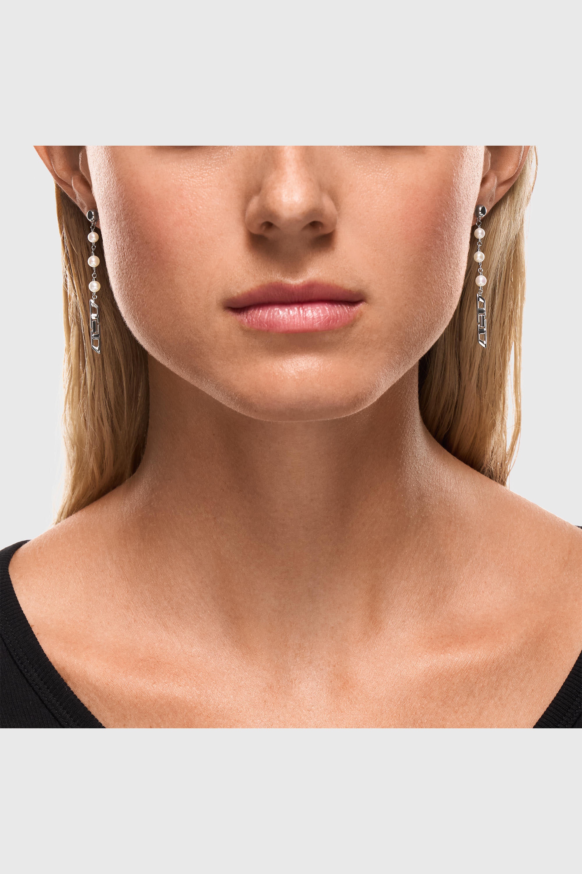 Diesel - DL1371040, Unisex's Sterling silver and pearl drop earrings in Silver - 4