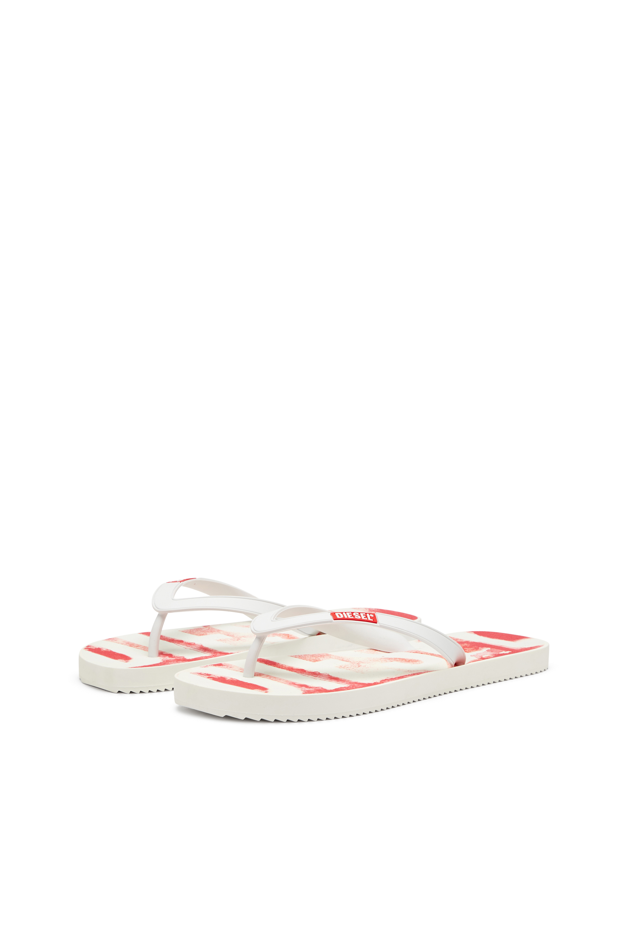 Diesel - SA-RIO, Man's Rubber flip-flops with graffiti logo in White/Red - 8