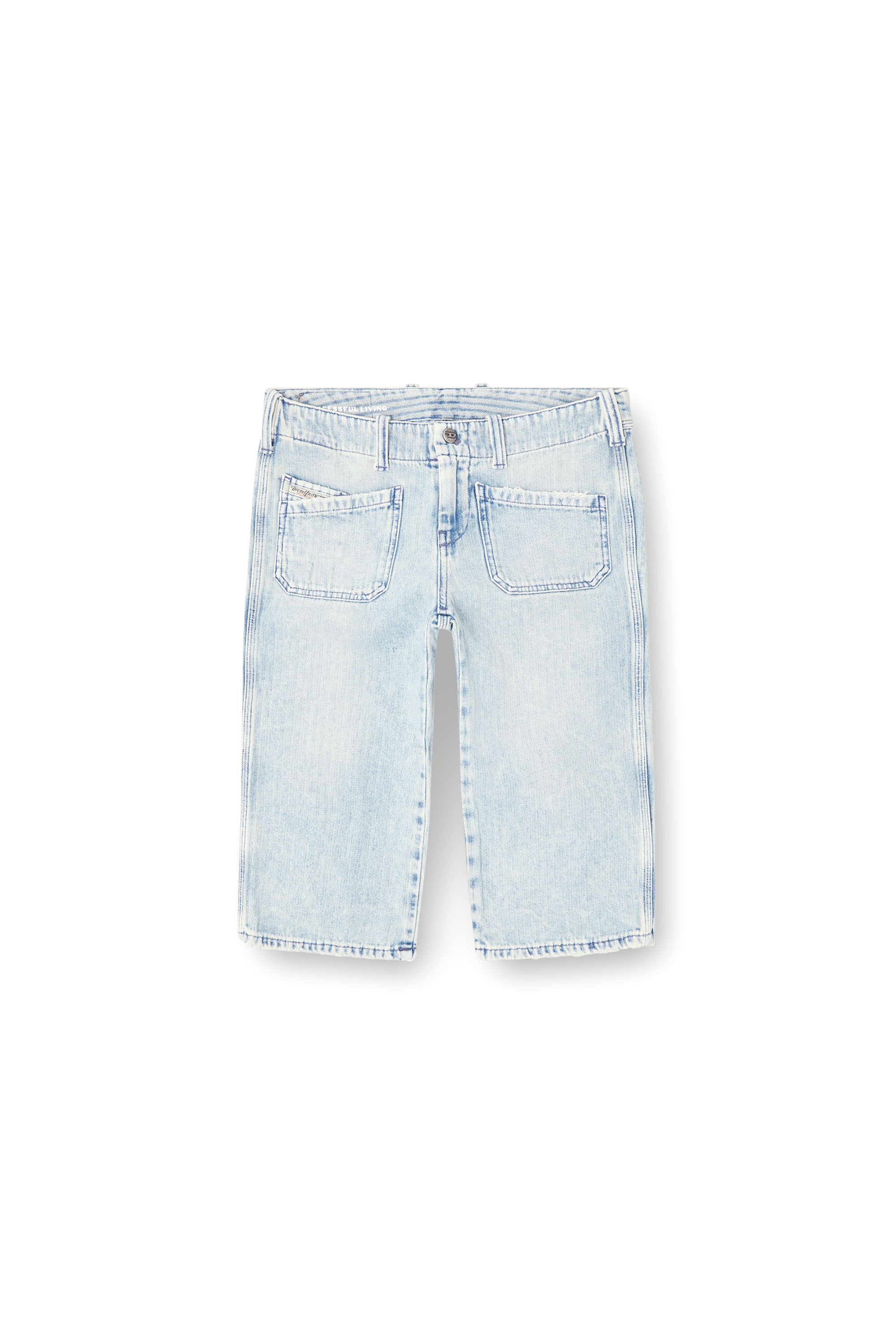 Diesel - DE-KEATE-SHORT, Woman's Capri shorts in herringbone denim in Light Blue - 3