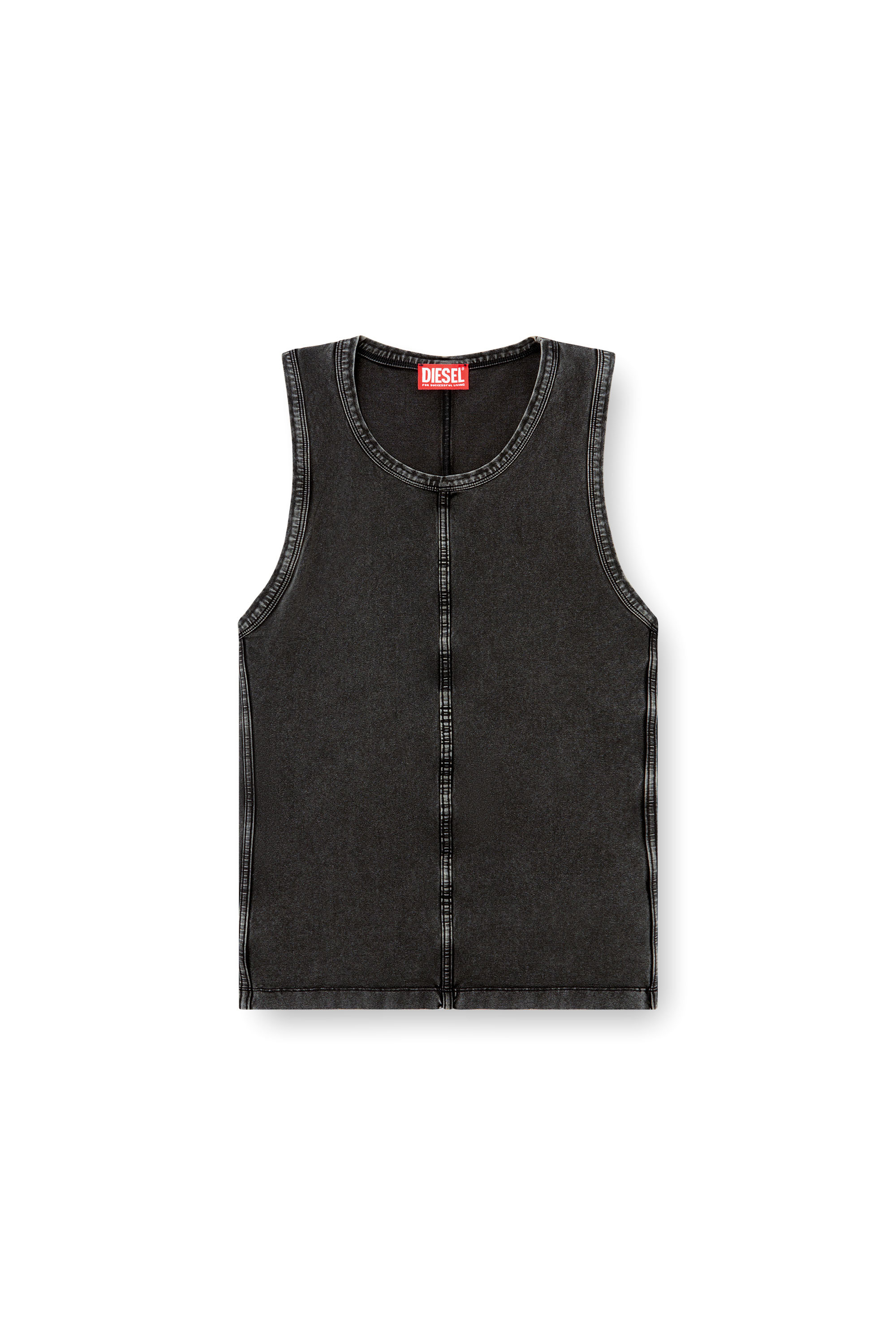 Diesel - T-MELY-SL, Man's Tank top in denim-look jersey in Black - 2