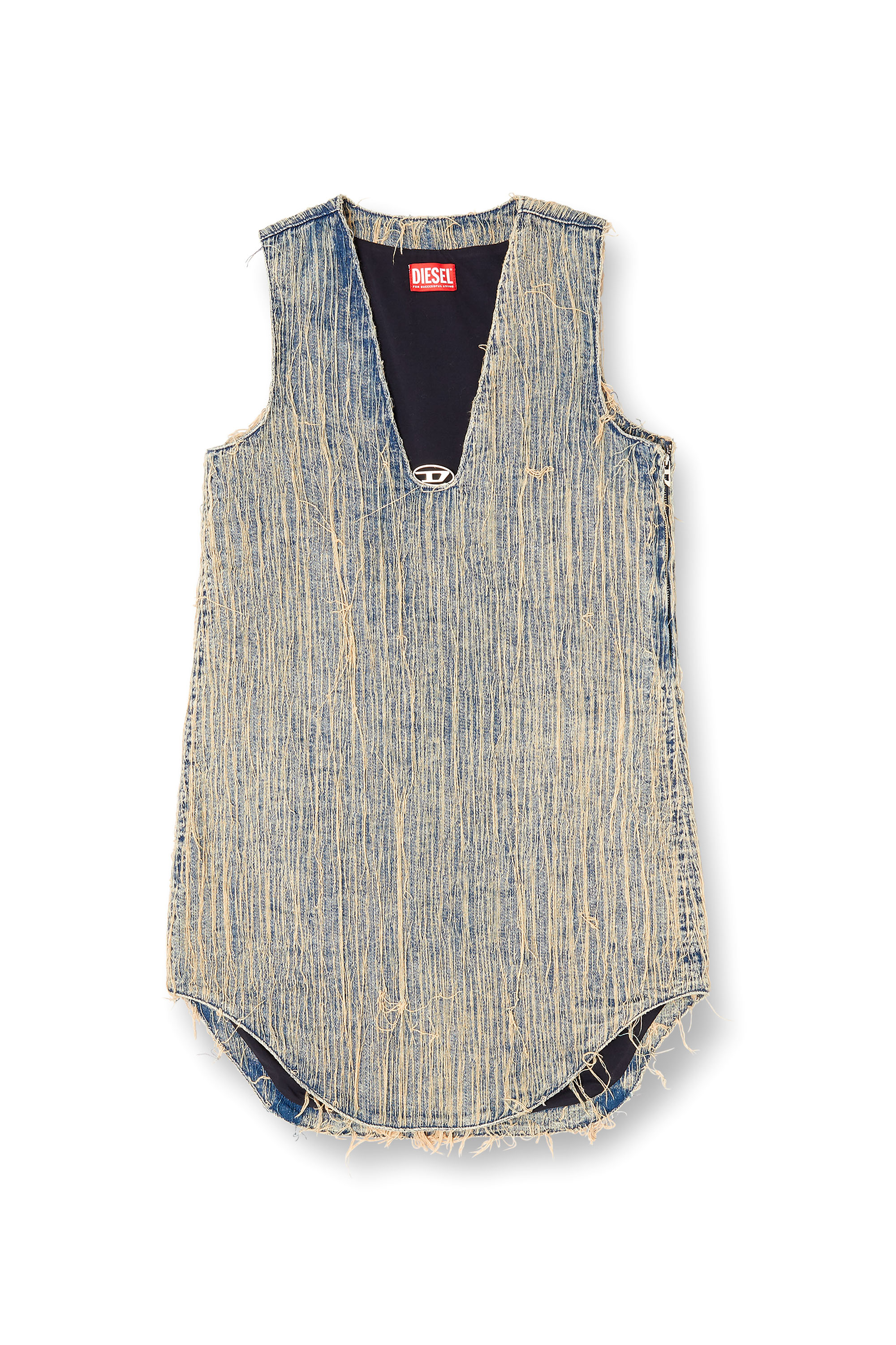 Diesel - DE-LARIS-DRESS-S2, Woman's Distressed effect denim dress in Medium blue - 2