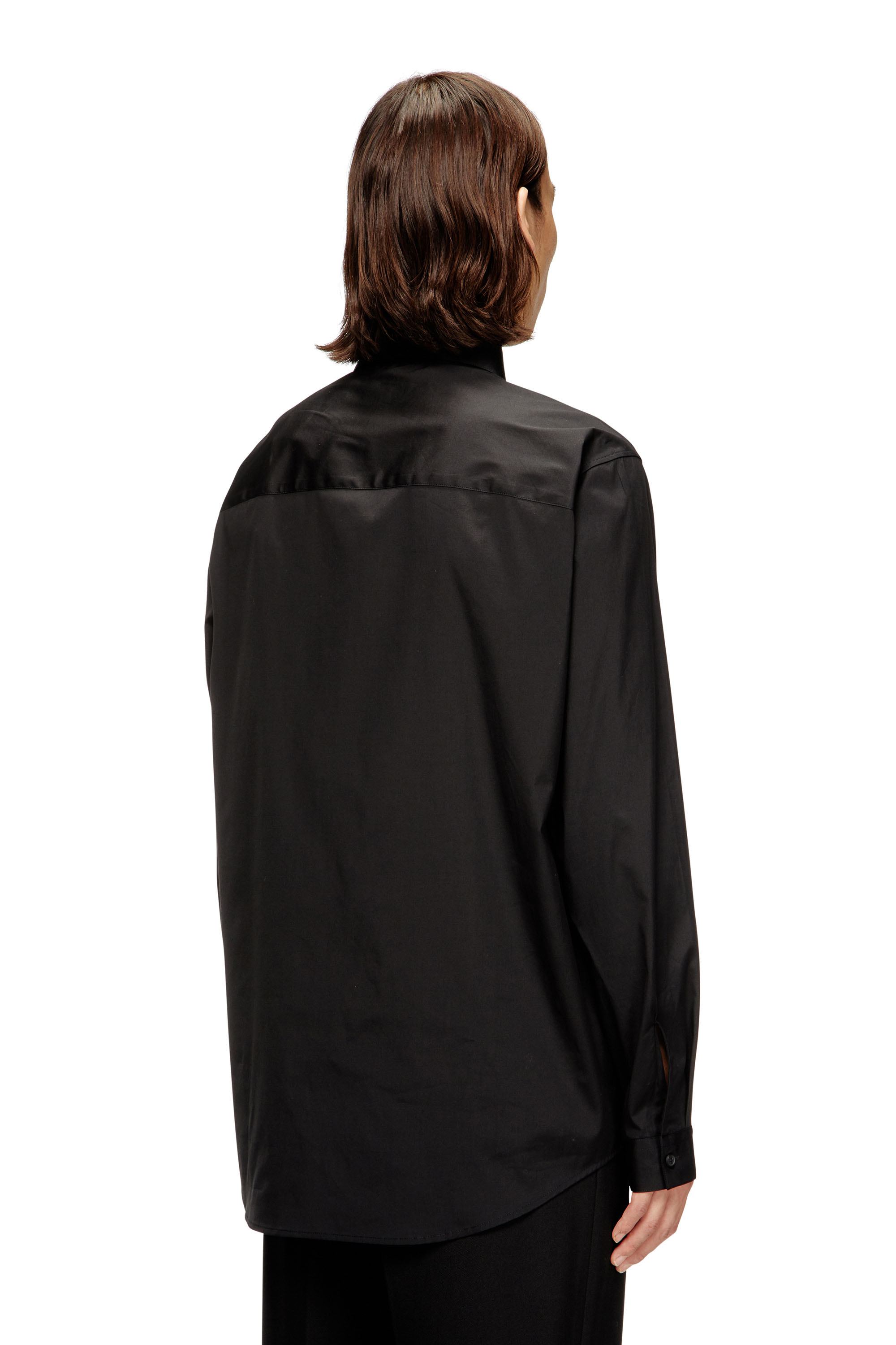 Diesel - S-SIMPLY-GSBH, Man's Stretch poplin shirt with embroidery in Black - 4