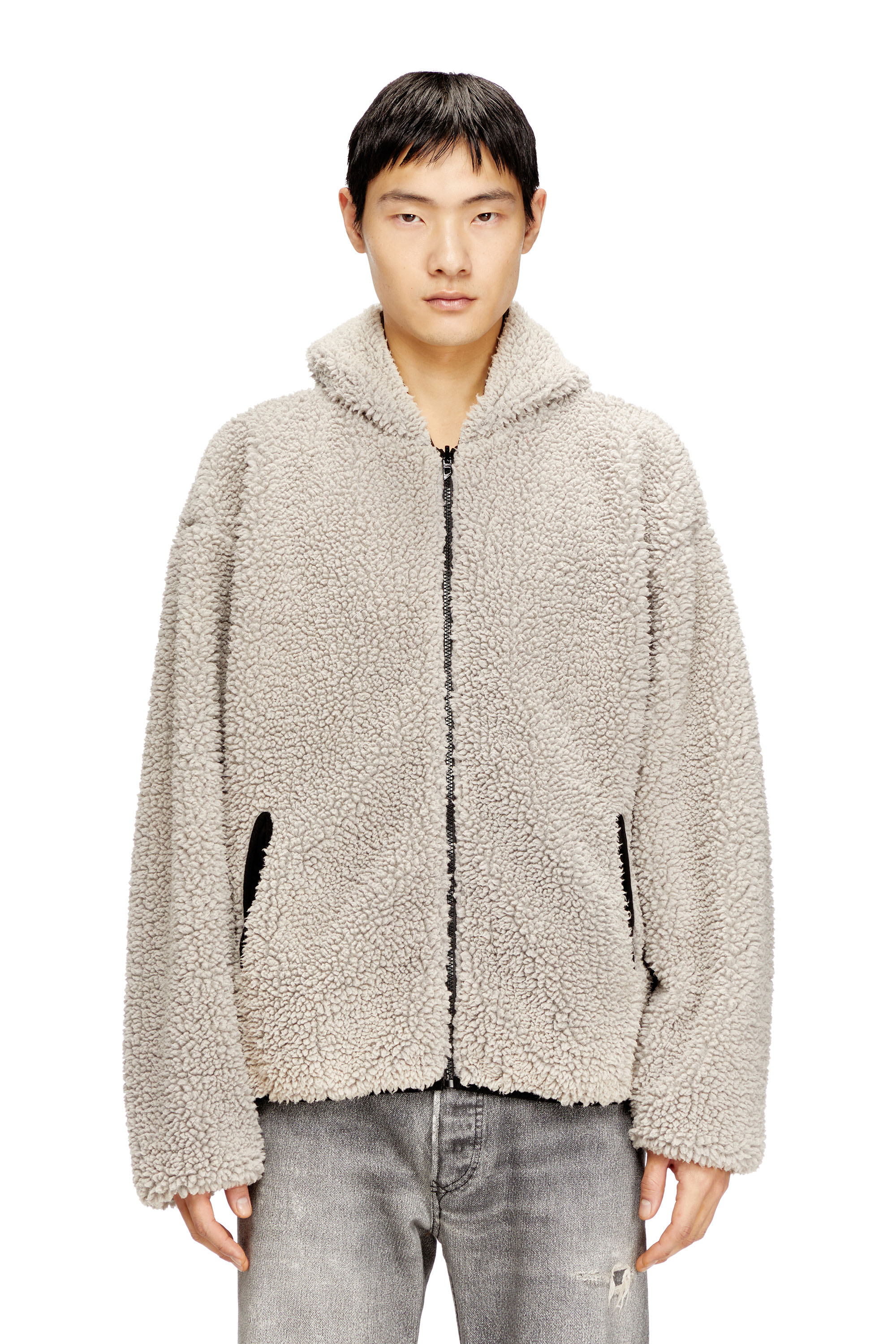 Men's Reversible hooded zip-up jacket | Brown | Diesel Men's Reversible hooded zip-up jacket | Brown | Diesel