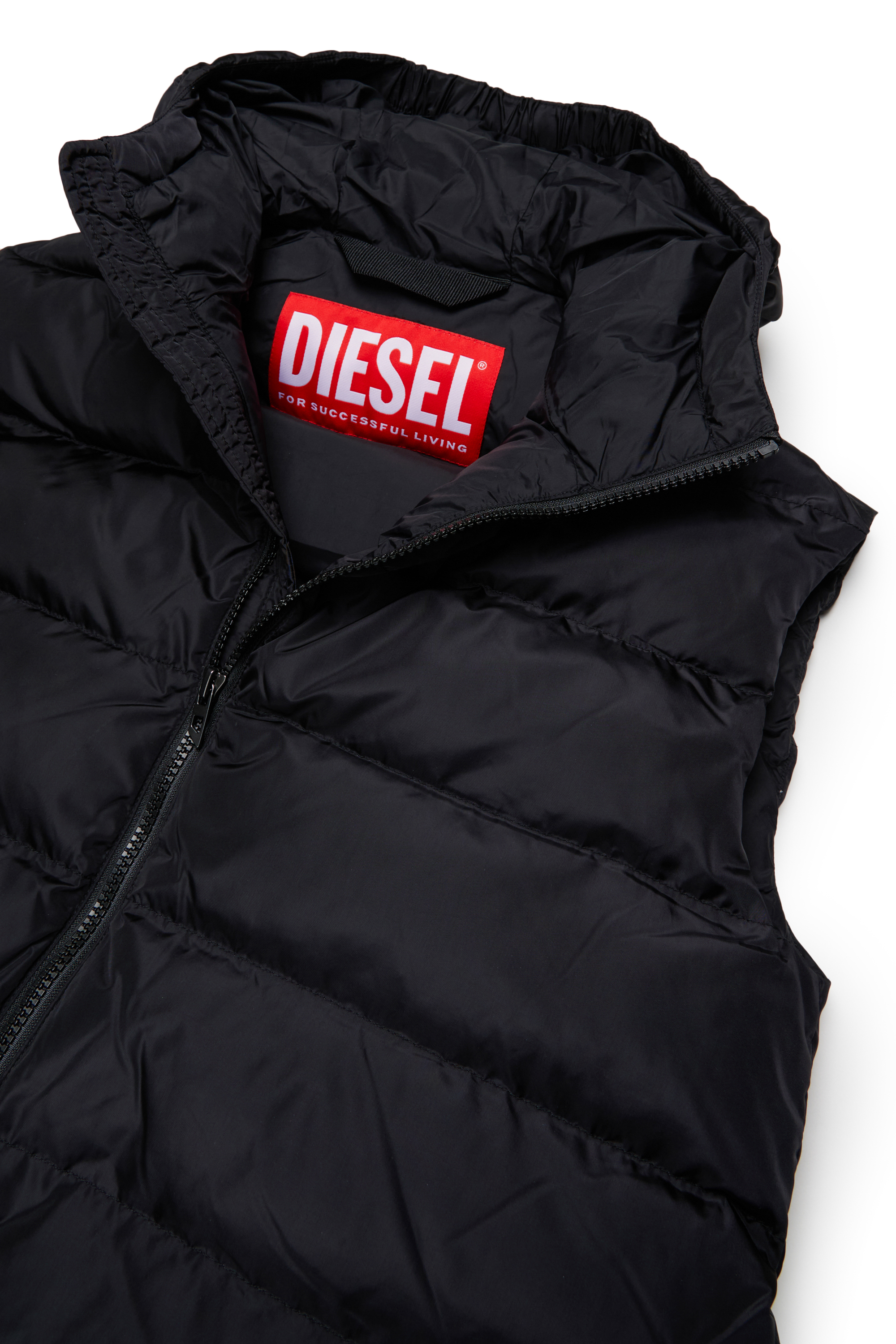 Diesel - JFENNY, Woman's Longline hooded puffer vest in Black - 3