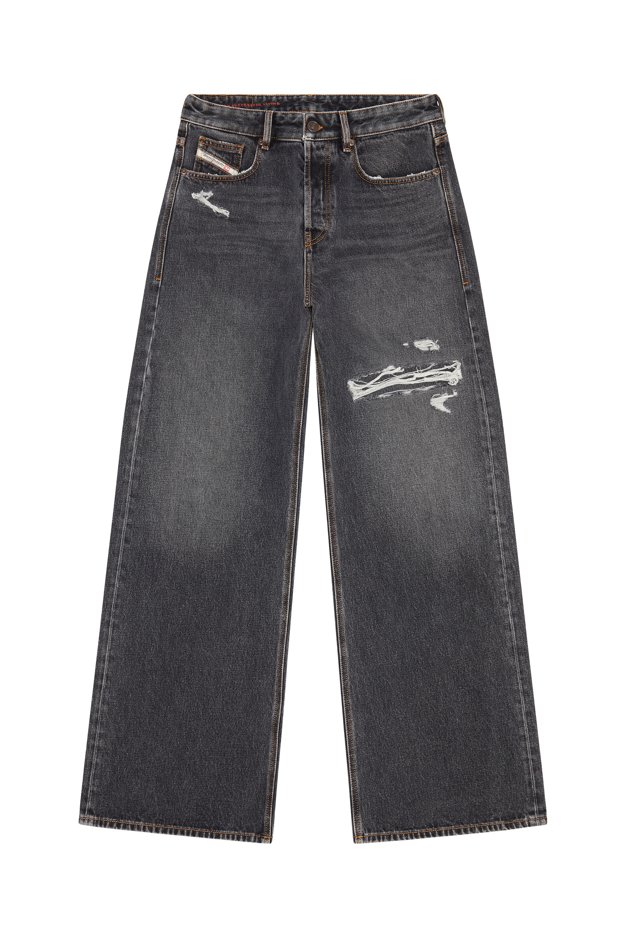Diesel - Man Straight Jeans D-Rise 007F6, Black/Dark grey - Image 3