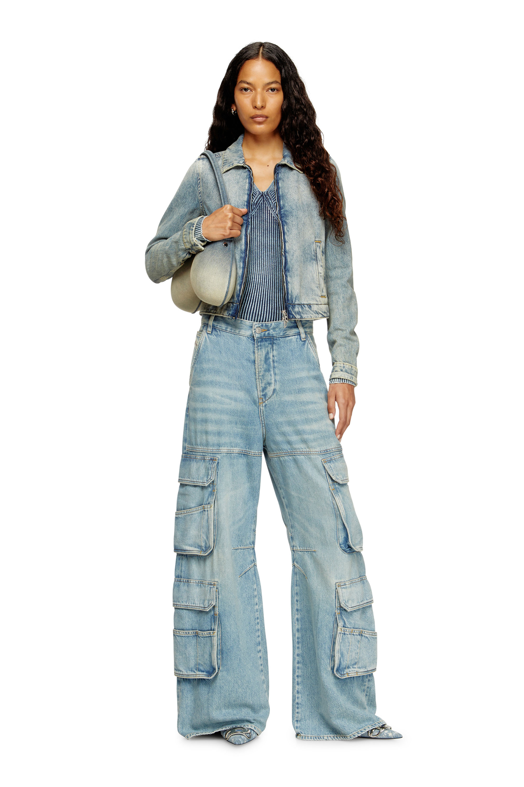 Diesel - DE-CORB, Woman's Jacket in dirt-effect fluid Tencel denim in Light Blue - 2