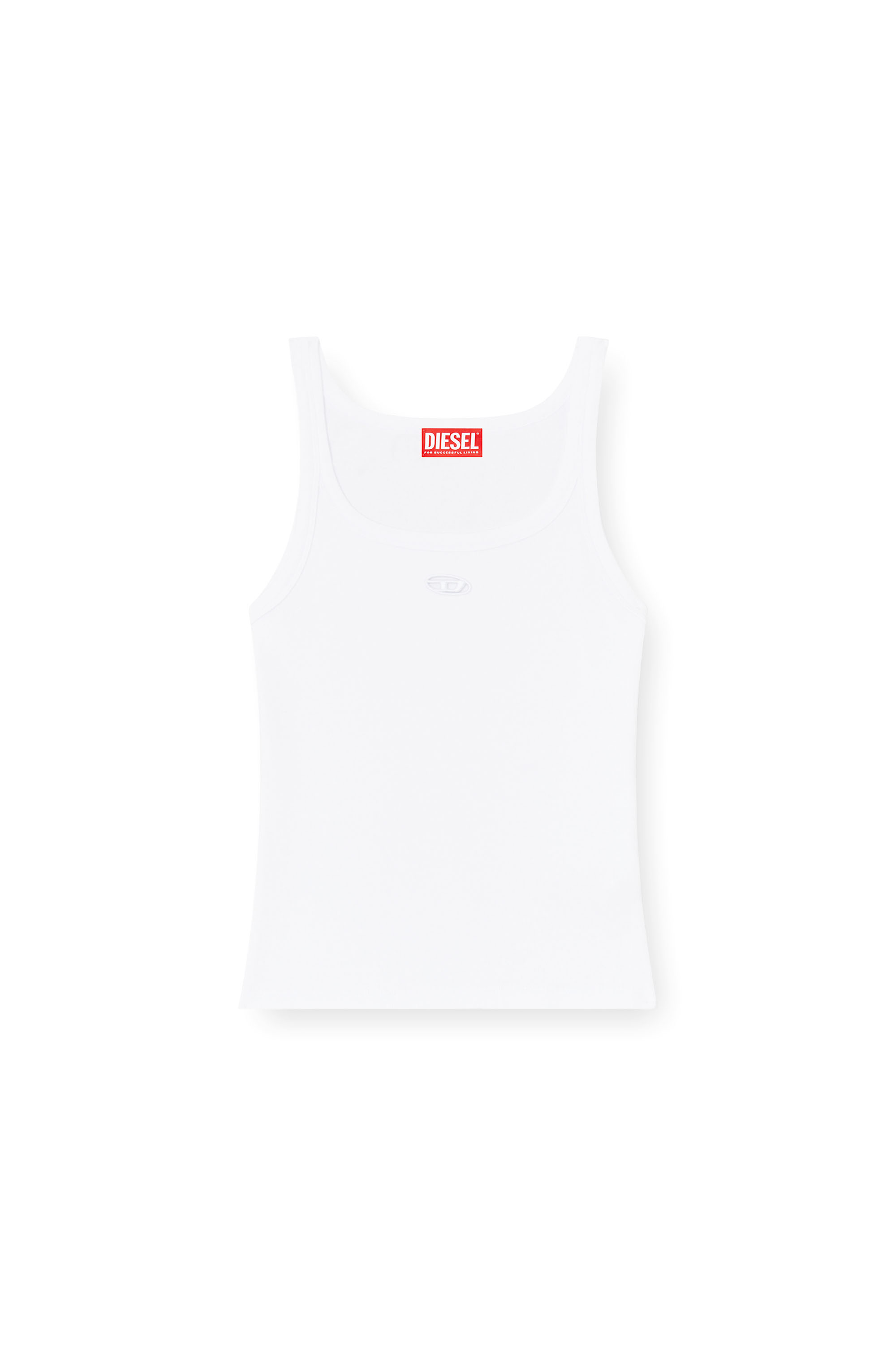 Diesel - T-WIFE-OD, Woman's Slim tank top with laser-cut Oval D in White - 4