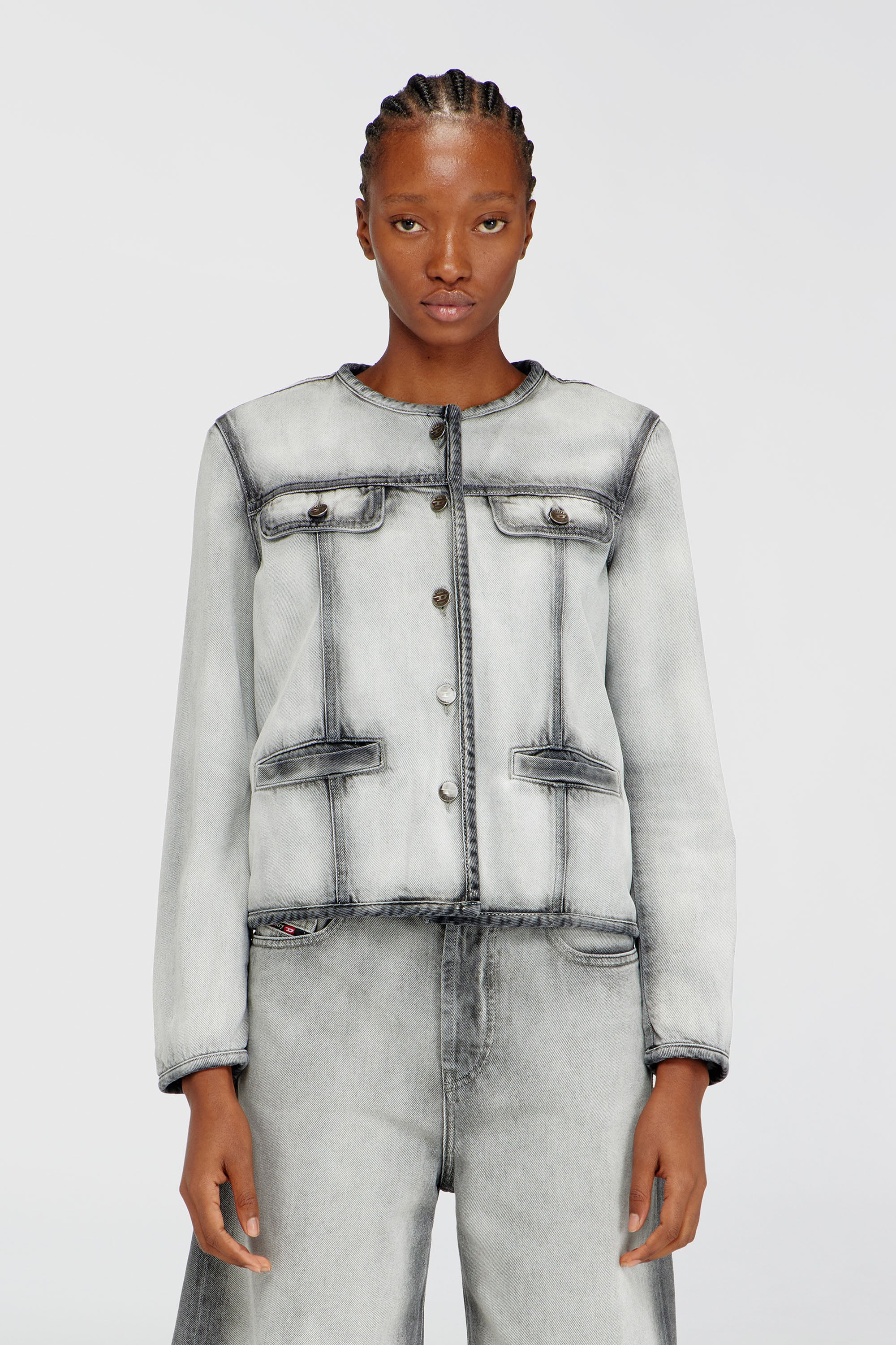 Diesel - DE-GRAFY-FSI, Woman's Jacket in soft skeleton denim in Grey - 1