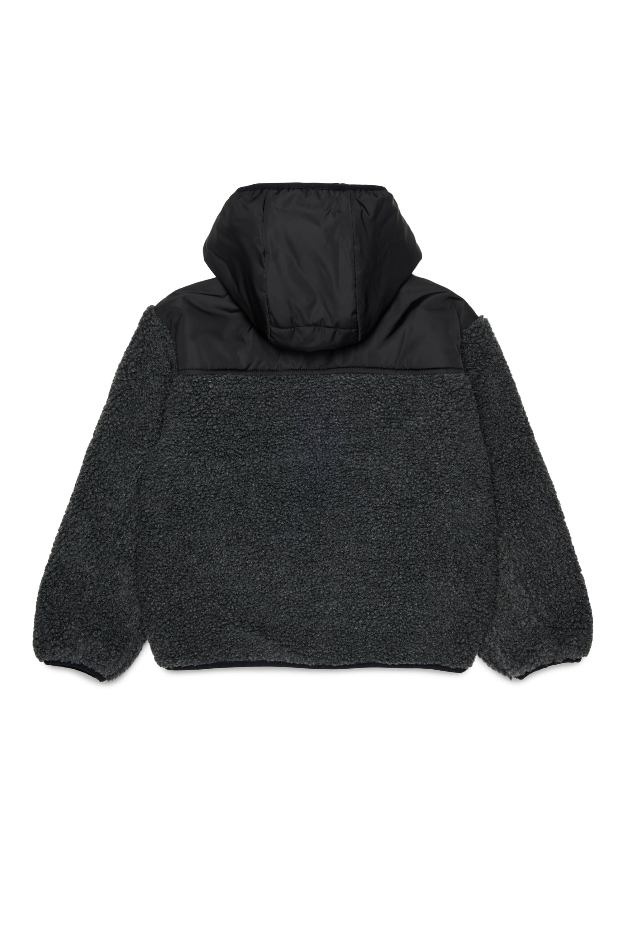 Diesel - JSHEAR, Man's Hooded jacket in nylon and teddy fleece in Black - 2