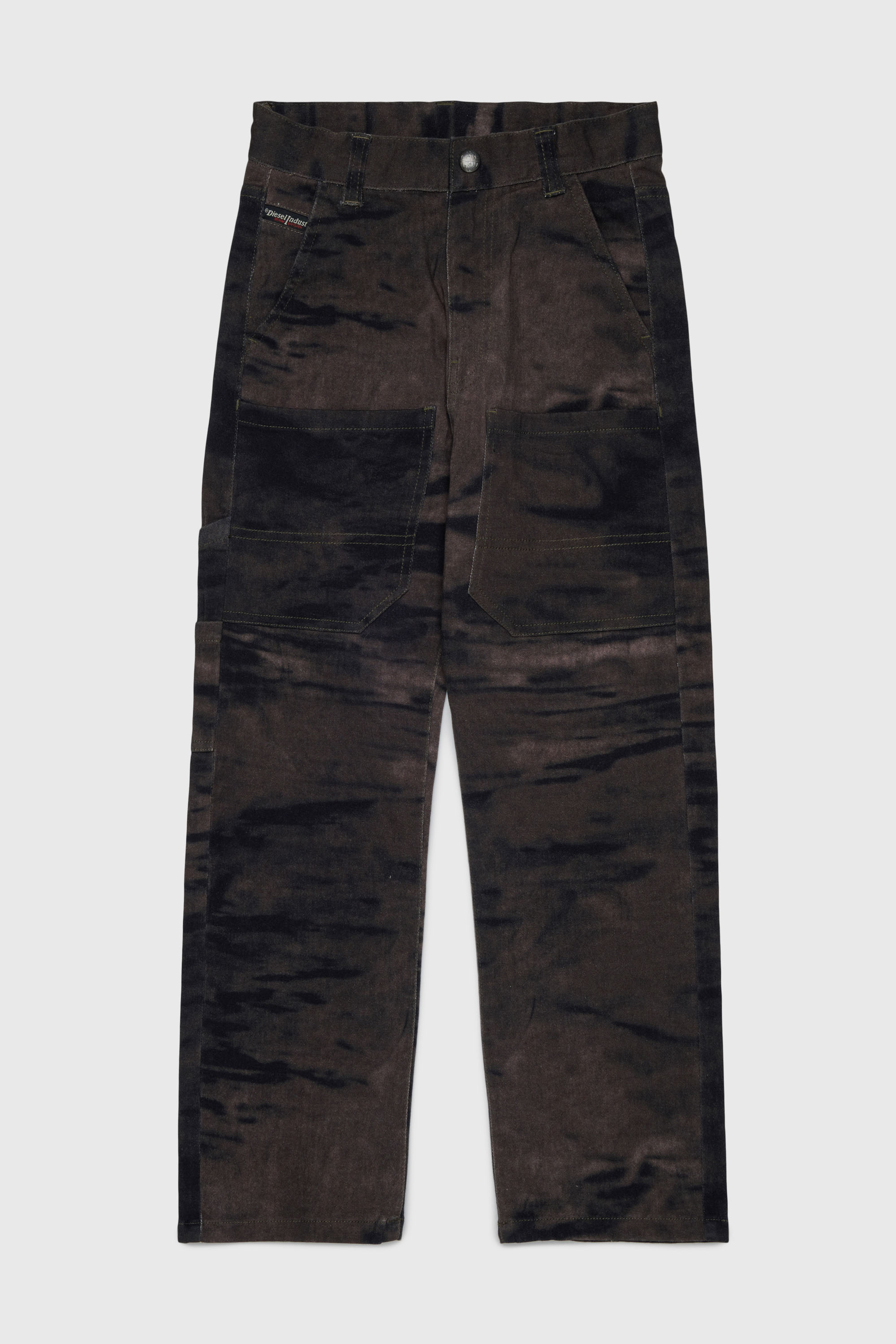 Diesel - PJAKE, Man's Cotton pants in stretch cotton with streaky effect in Green - 1