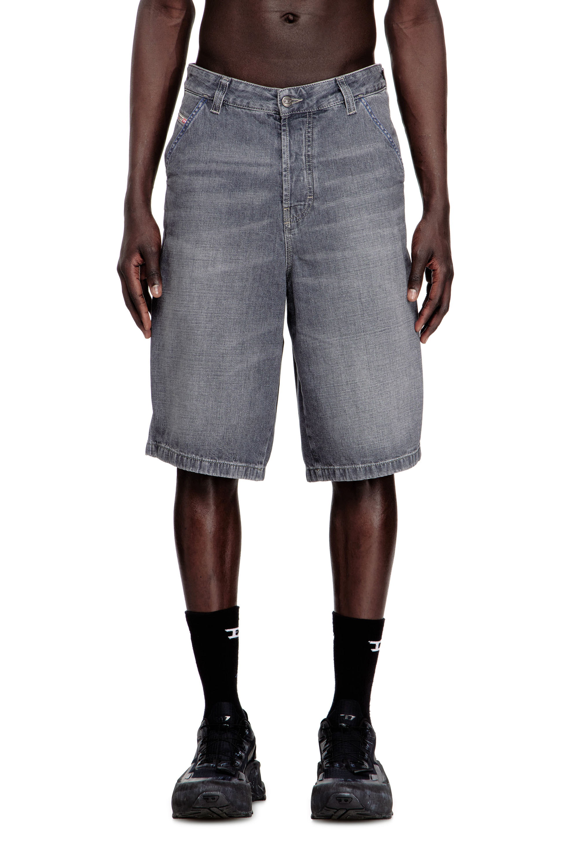 Diesel - D-LIVERY-W-SHORT, Man's Relaxed-fit denim shorts in Grey - 1