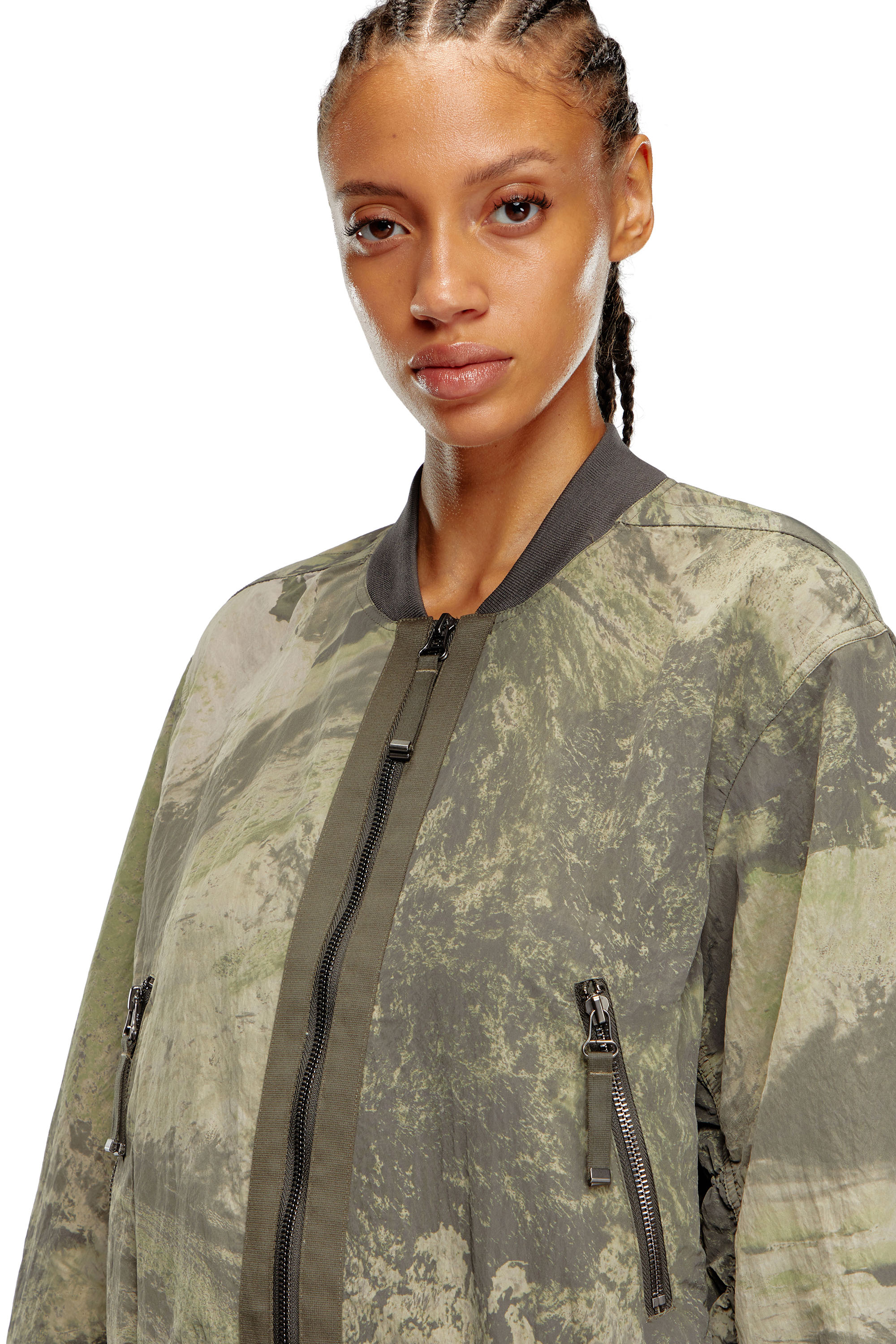 Diesel - G-NOAK-N1, Woman Bomber jacket in light nylon in Green - Image 5