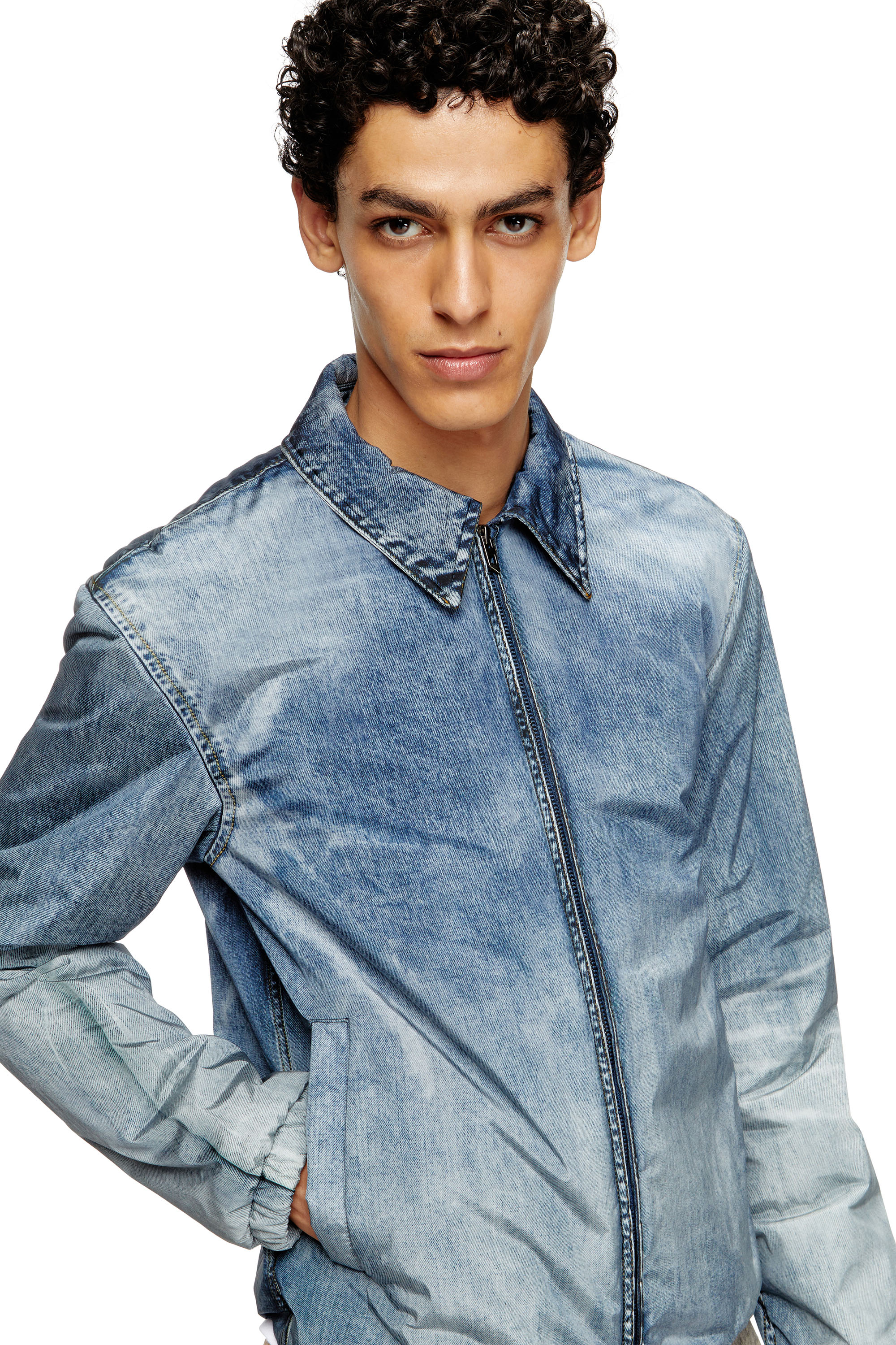 Diesel - J-ACT, Man's Jacket in denim-effect nylon in Light Blue - 5
