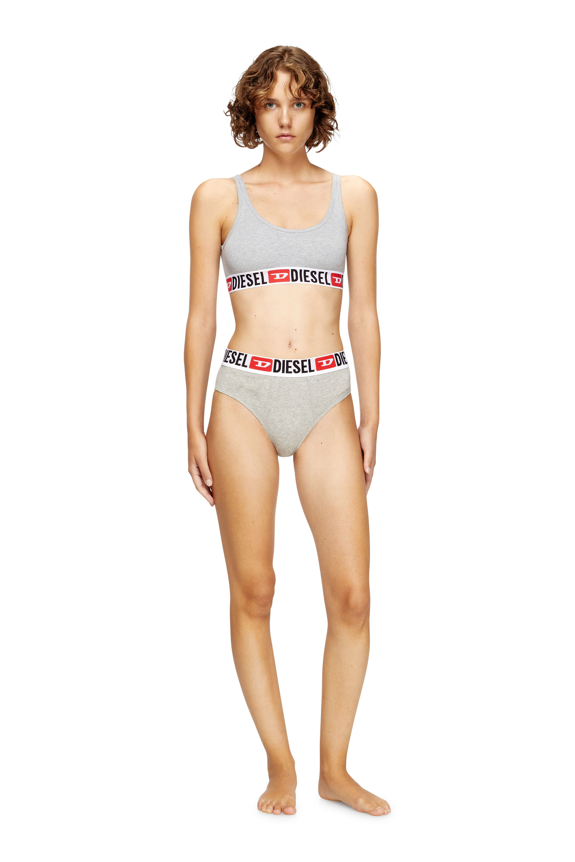 Diesel - UFSB-ORIBA, Woman's Bralette with logo band in Grey - 1