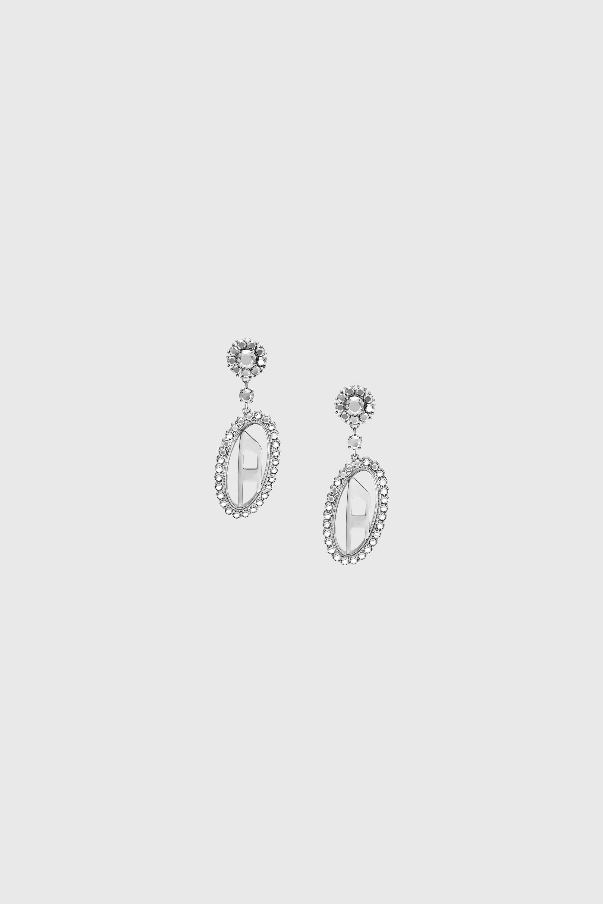 Diesel - DX1751040, Unisex's Stainless steel pave drop earrings in Silver - 2